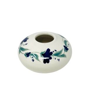 O'keane Pottery Round Ikebana Vase with Pin Flower Frog Ceramic Handmade Floral
